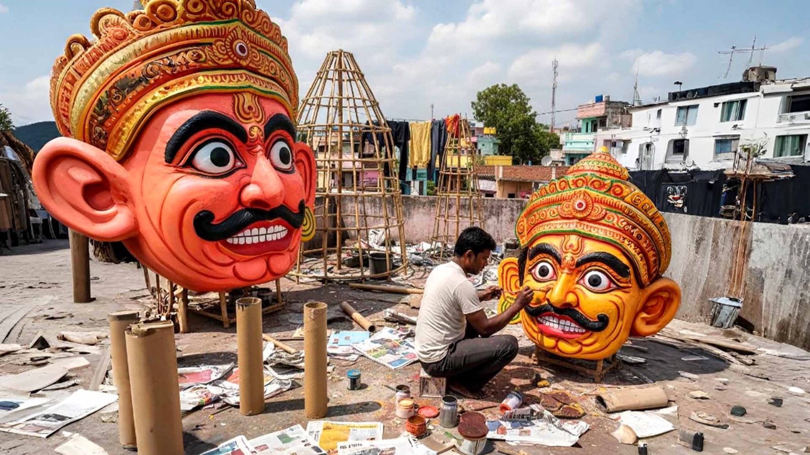 हरियाणा के पंचकूला में 18 लाख के रावण का भव्य दहन, पुतला निर्माता उस्मान मुहम्मद ने बताए खास राज