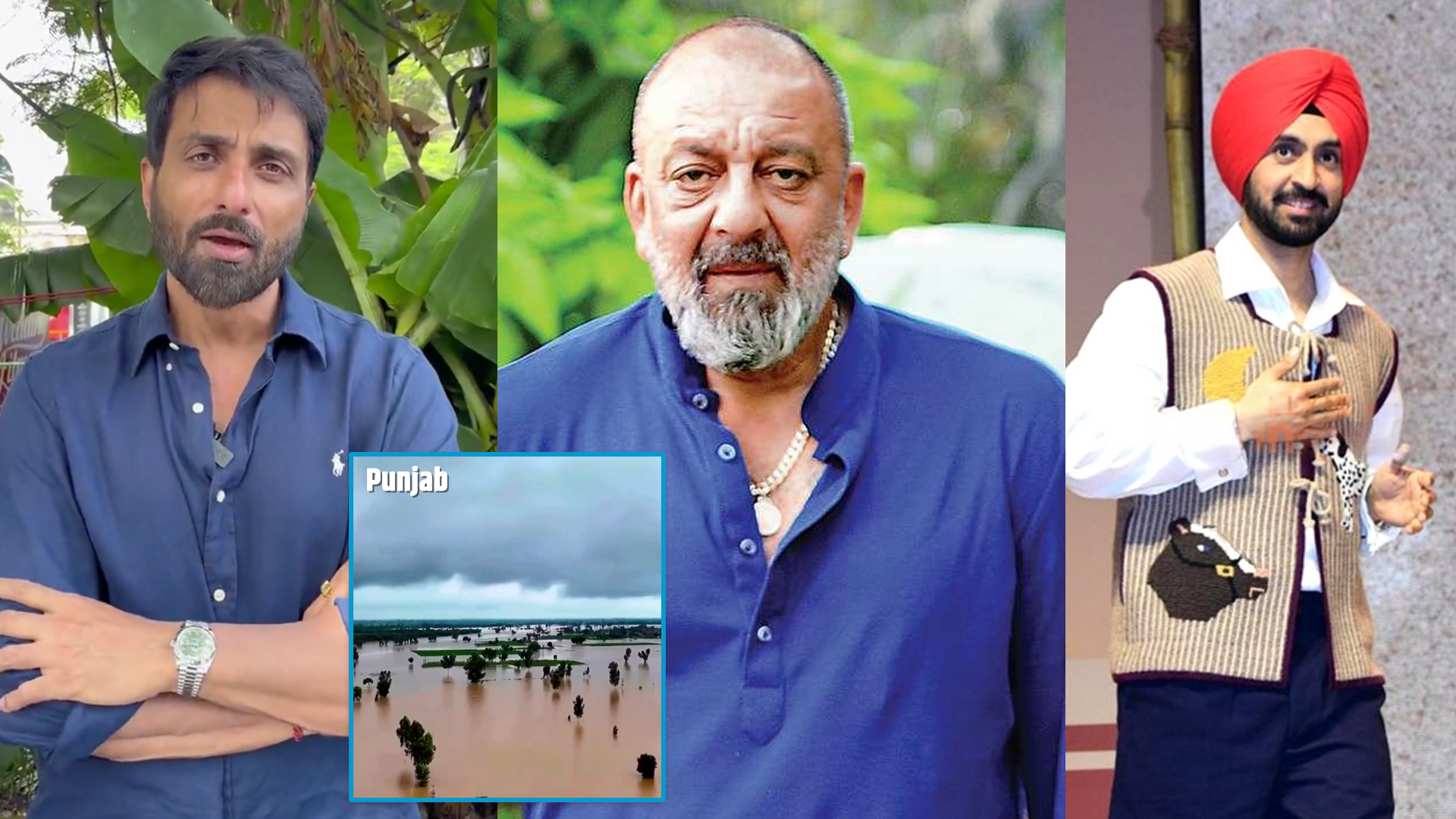 पंजाब की बाढ़ त्रासदी में उम्मीद की किरण, संजय दत्त, सोनू सूद और दिलजीत दोसांझ का मानवीय सहयोग