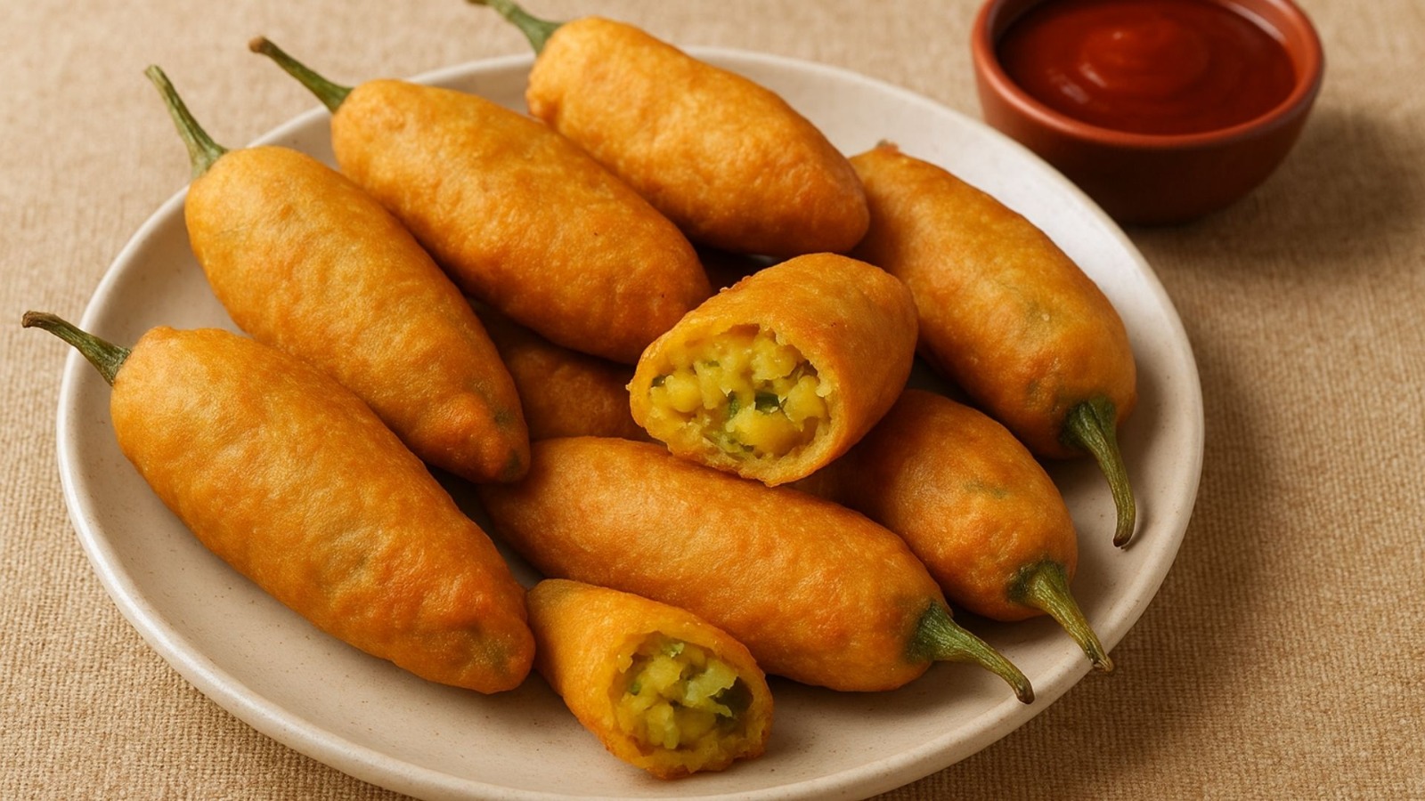 सुबह का नाश्ता हो या शाम की चाय, आलू भरा मिर्च पकौड़ा का स्वाद कभी भूल नहीं पाएँगे।