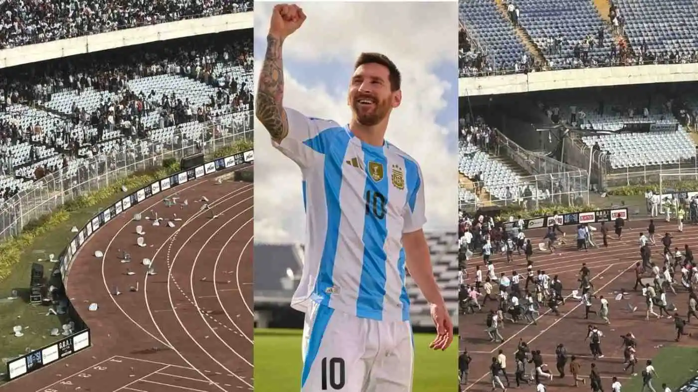 मेसी के ग्राउंड छोड़ने पर मची अफरा-तफरी! फैंस का फूटा गुस्सा, मैदान में फेंकी बोतलें और चेयर्स