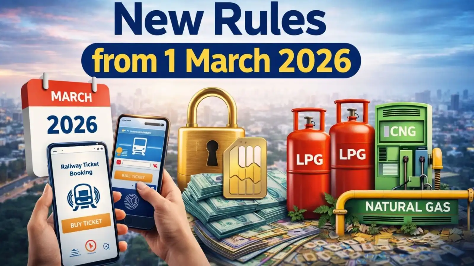 ऑनलाइन टिकट बुकिंग, UPI ट्रांजेक्शन और LPG-CNG समेत ये बड़े नियम 1 मार्च से बदल जाएंगे