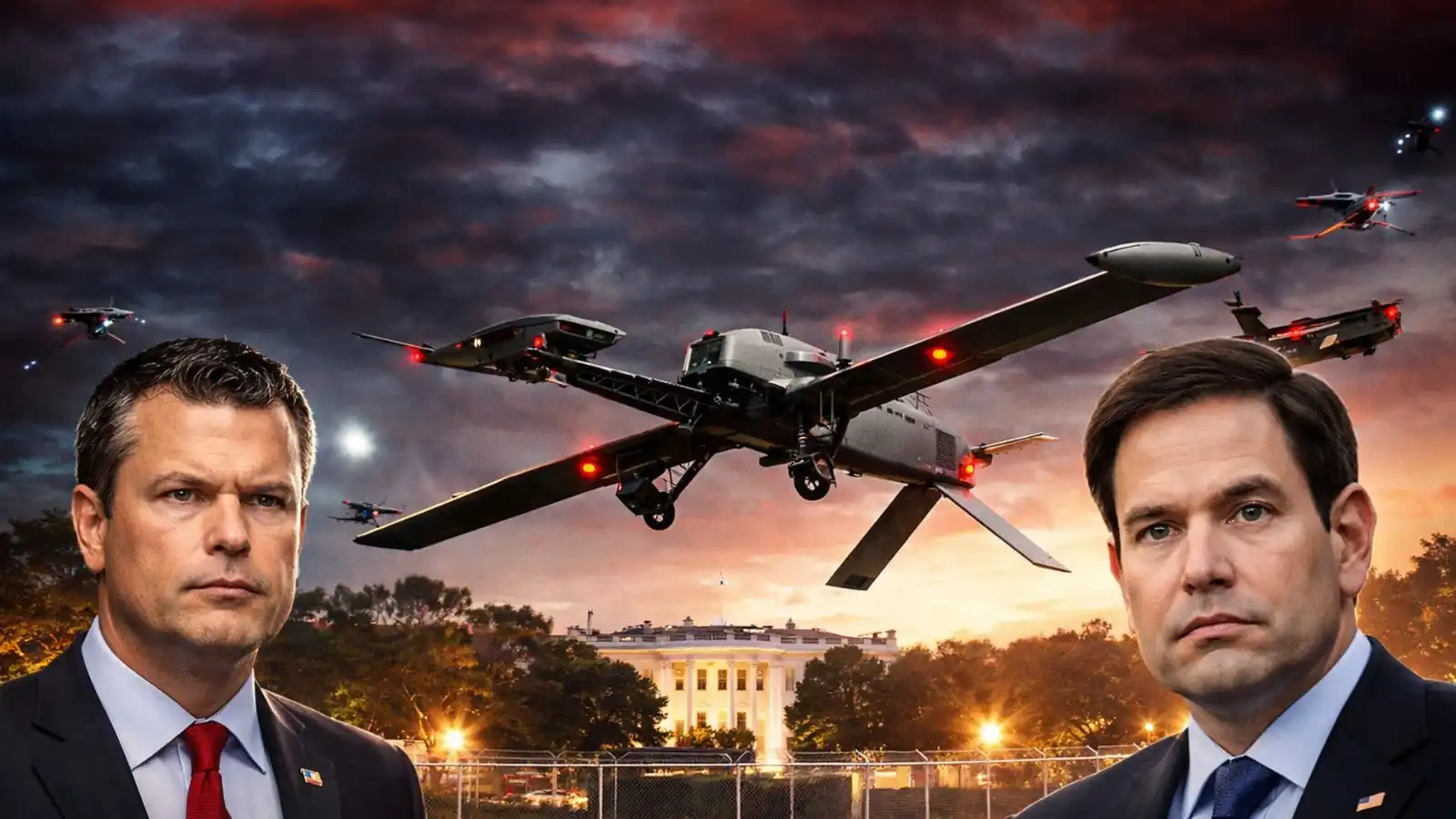 washington army base unknown drone us security alert rubio hegseth