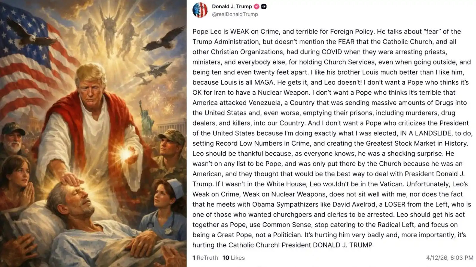 donald trump ai image controversy messiah look social media viral