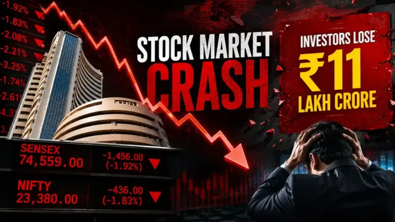 massive bloodbath in stock market sensex crashes 1500 points investors lose rs 11 lakh crore