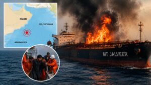another attack in omani waters fire breaks out on mt jalveer indian crew in distress third major incident in 72 hours