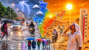 torrential rain on one side scorching heat on the other weather takes a dramatic turn across india