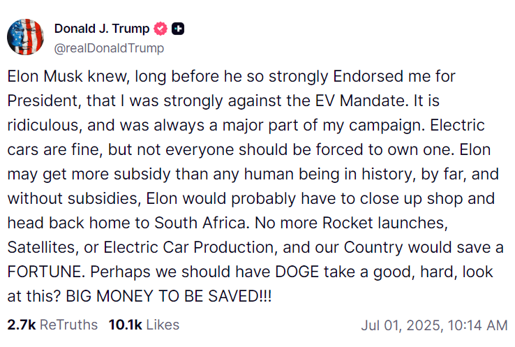 Donald Trump truth post