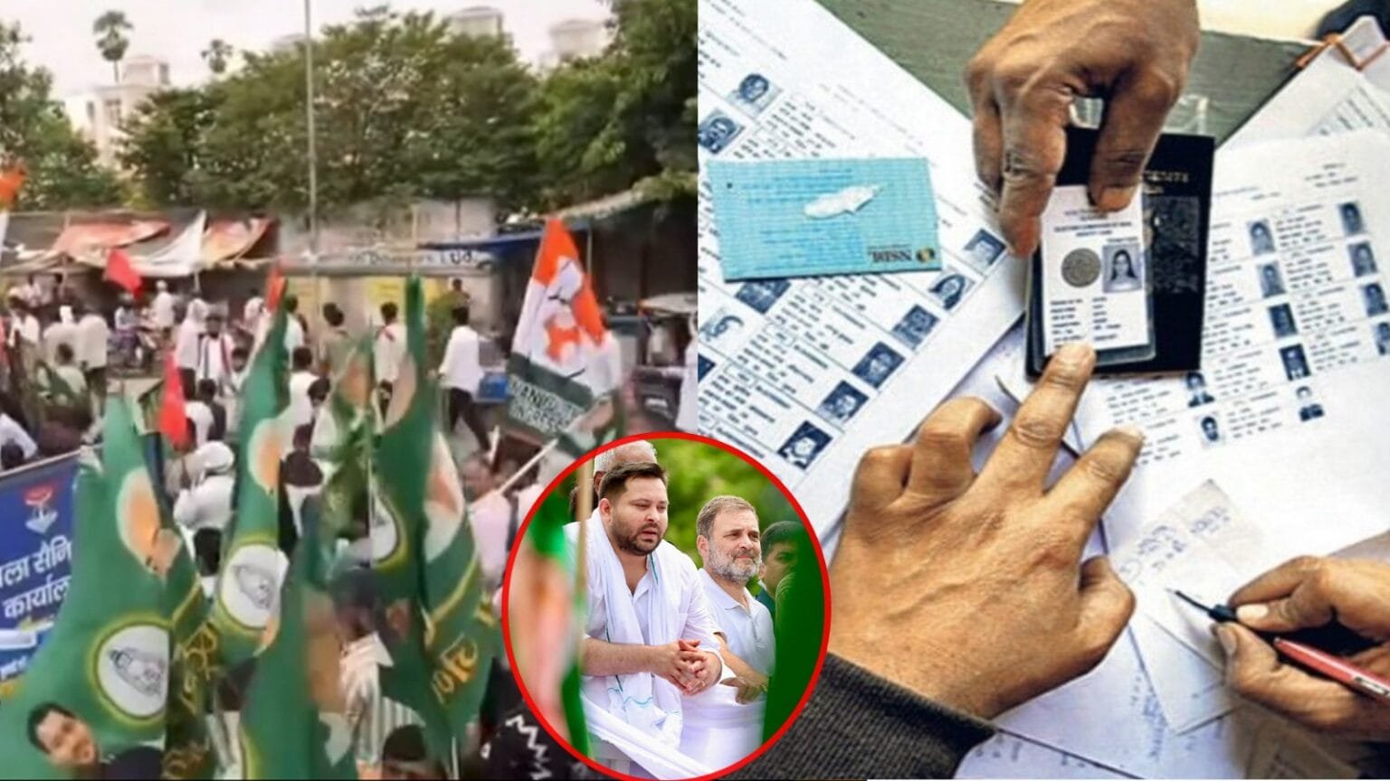 bihar assembly elections 2025 voter list uproar road blockade rahul gandhi joins protest