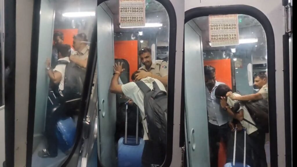 httpspntv.inuncategorizedrpf jawan trying to throw a passenger off a moving train travelling without ticket video goes viral2847222082025