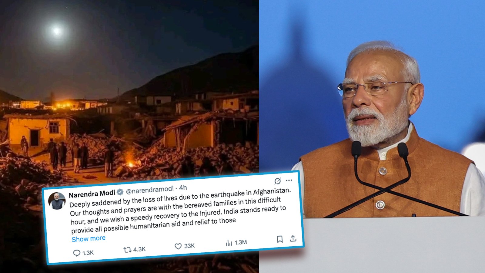 Pm Modi Gives Sympathy To Afganistan Earthquake Victims