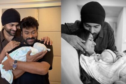 baby boy arrives home varun tej holds son close as grandfather chiranjeevi welcomes his little prince