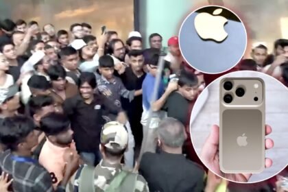 chaos at apple store for iphone 17 fight video goes viral