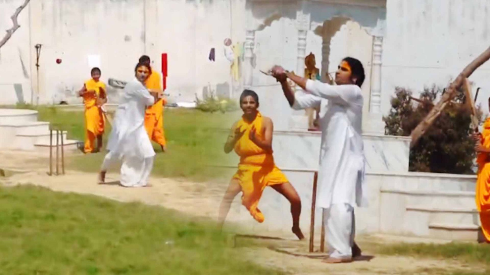 cricket fever before india pakistan match aniruddhacharya maharaj shows batting skills on the field