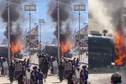leh student protest turns violent demand for full statehood crpf vehicle torched