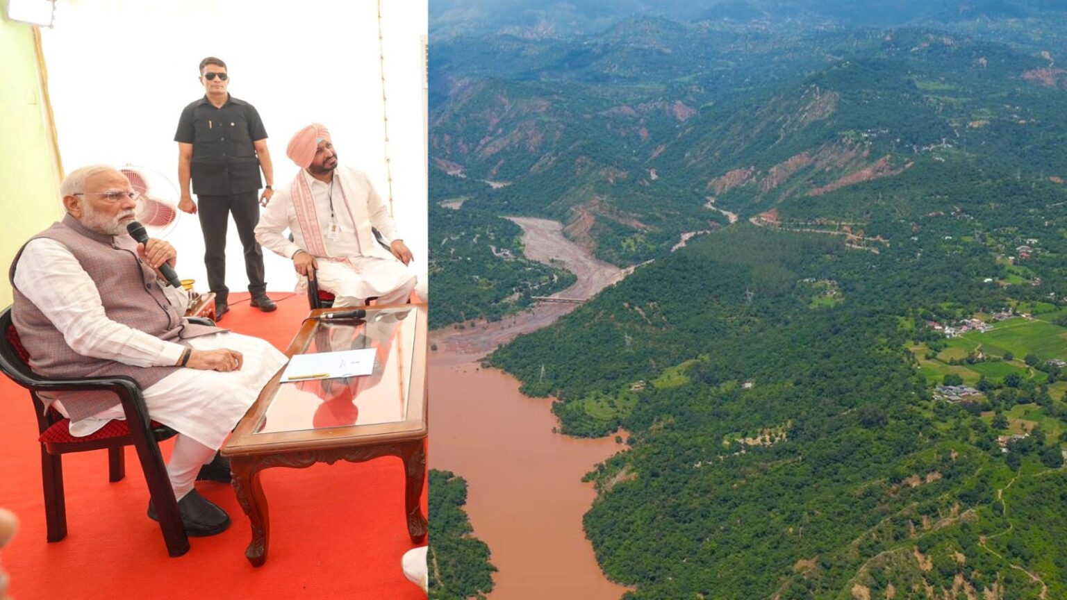 pm modi did an aerial survey of flood affected areas announced to give 1500 crores to the disaster affected states
