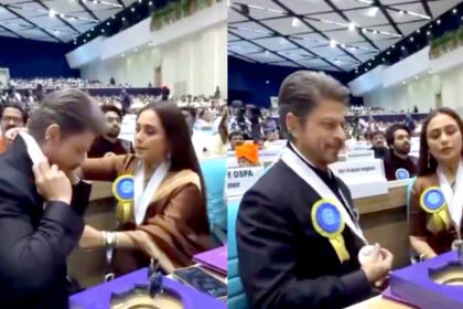 when rani mukerji turned savior for shah rukh khan video of her helping him wear medal goes viral
