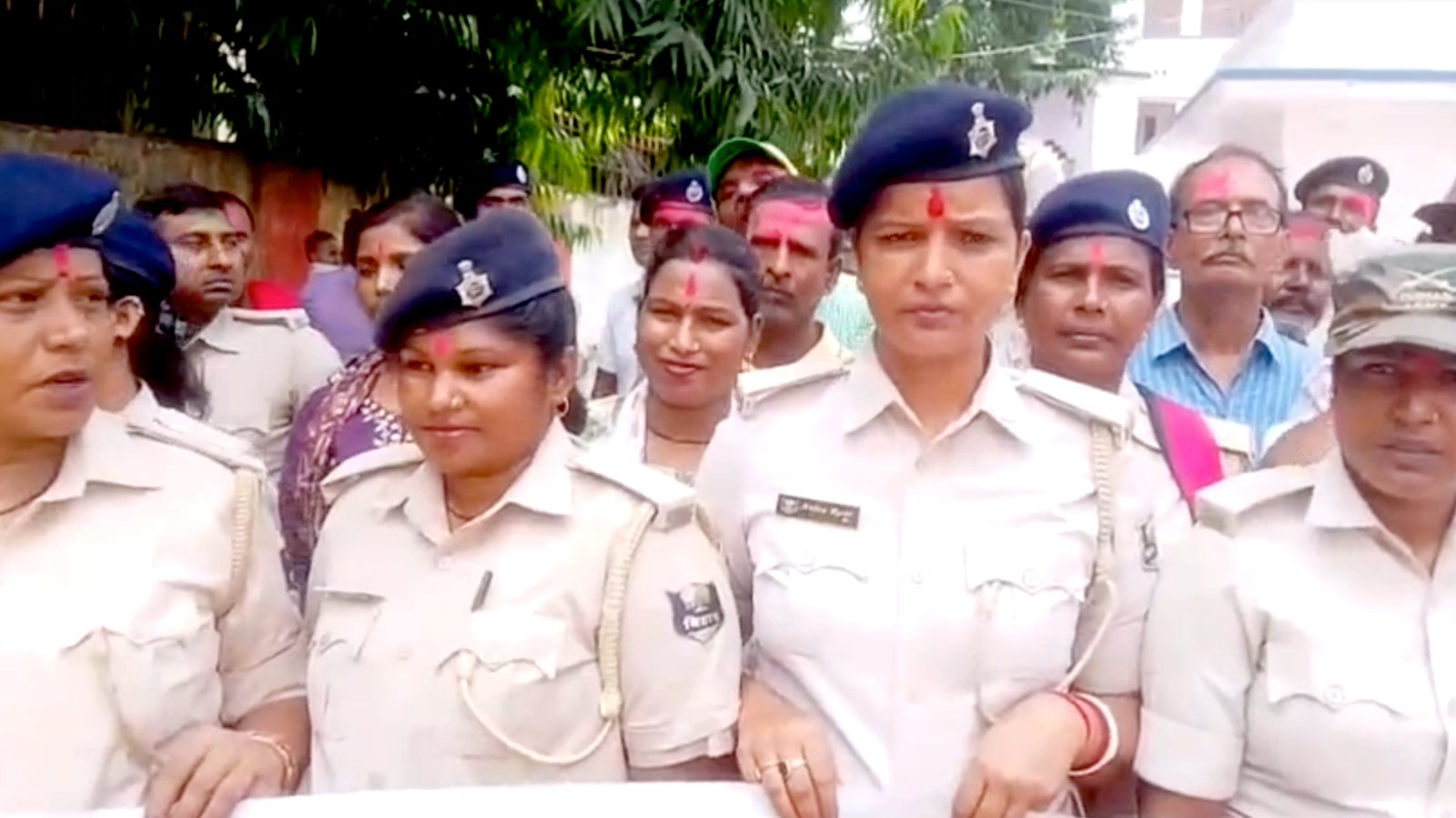 when the salary was increased the female police personnel started dancing and expressed their gratitude to the chief minister