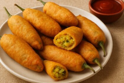 be it morning breakfast or evening tea you will never forget the taste of potato stuffed chili fritters