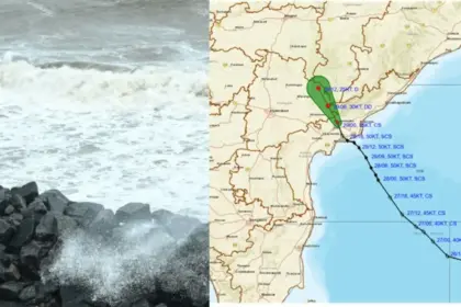 fierce cyclone montha made landfall on andhra pradesh coast causing massive destruction one woman reported dead