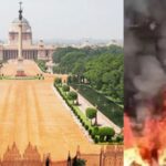 fire near rastrapati bhavan multiple fire brigade vehicles deployed