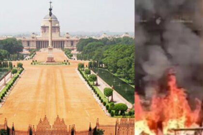 fire near rastrapati bhavan multiple fire brigade vehicles deployed