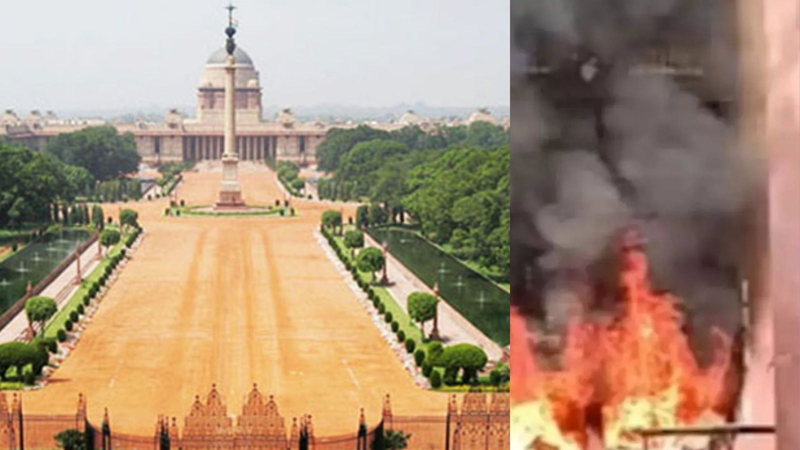 fire near rastrapati bhavan multiple fire brigade vehicles deployed