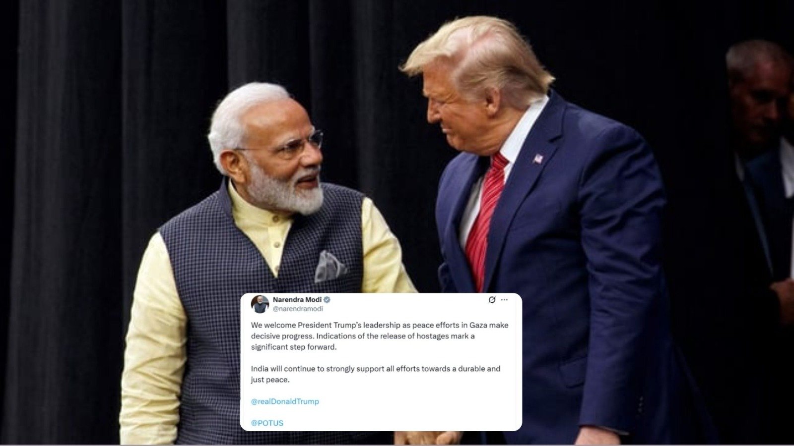 pm modi praises trump on gaza peace plan social media message