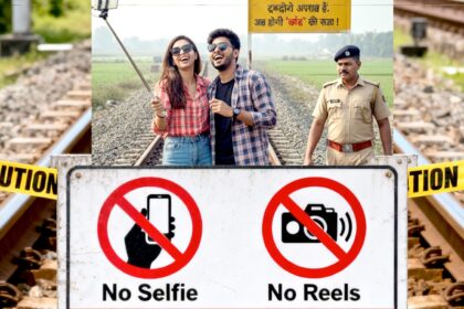 railway warning jail for selfie or reel on tracks