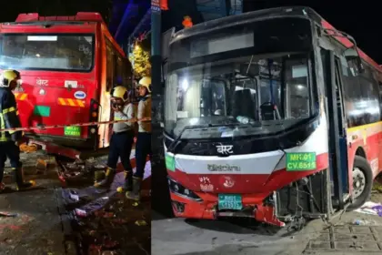 best bus wreaks havoc in mumbai 4 killed 9 injured accused driver in custody