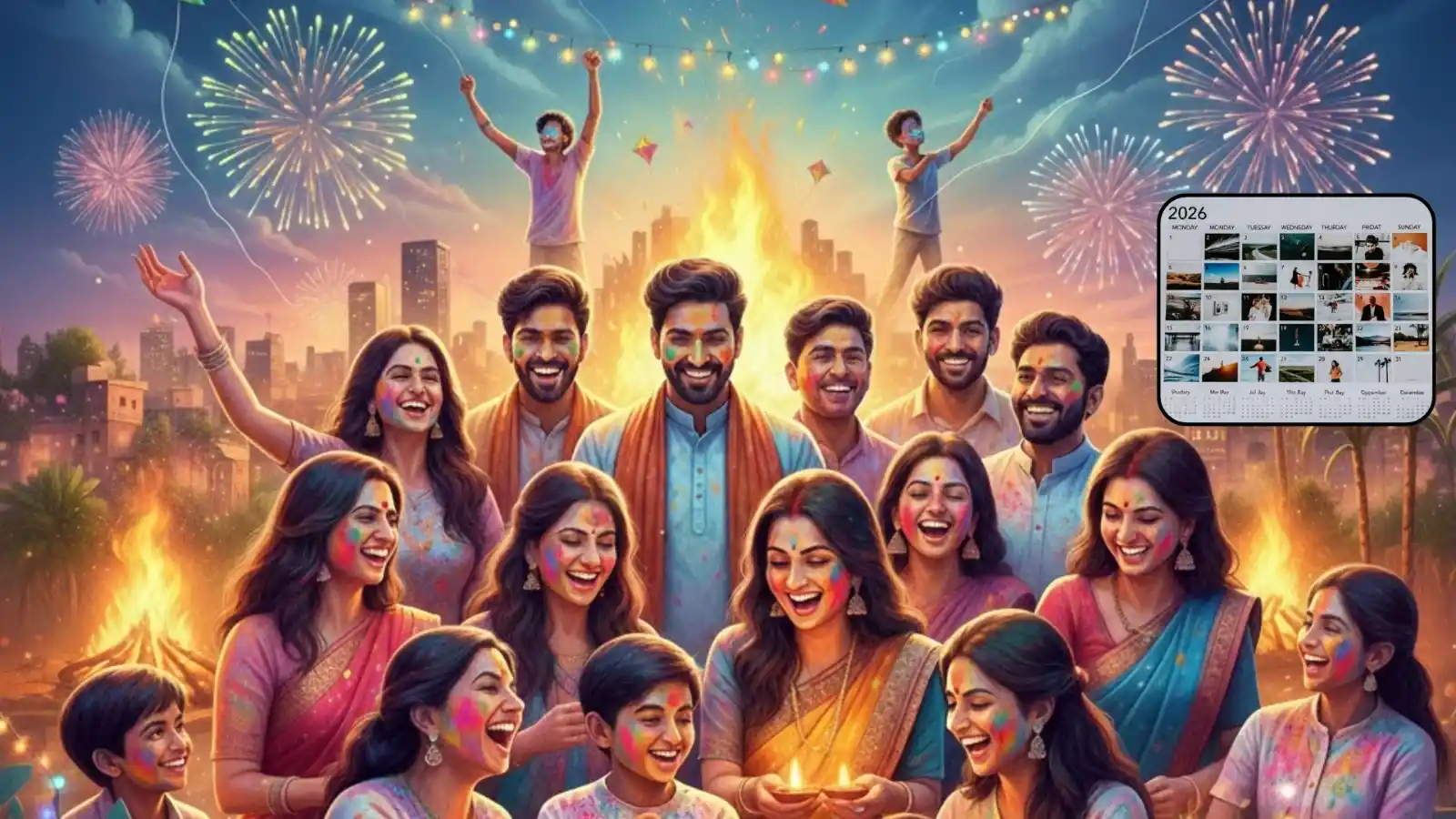 calendar 2026 india festivals list holi diwali dates