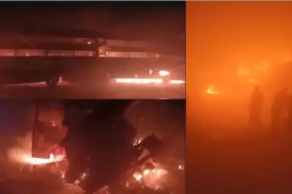 delhi agra expressway collision 7 buses and 2 cars crash massive fire kills 4 injures 25
