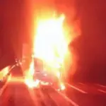 delhi mumbai expressway ghastly accident pickup van catches fire after collision with truck three burnt alive
