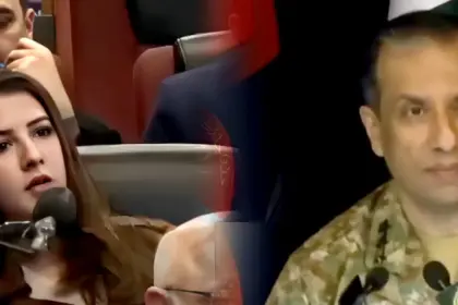 pakistani army spokesperson caught making inappropriate move eyes wink at female journalist during press conference