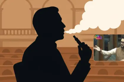 tmc leader allegedly smoking e cigarette in parliament anurag thakur raises question sparks controversy