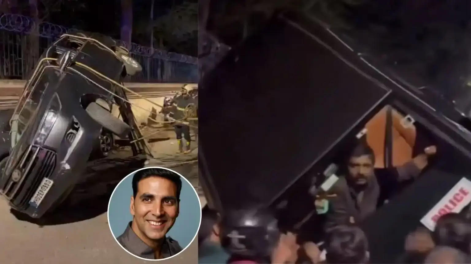 akshay kumars convoy car involved in accident in mumbai video of overturned car goes viral