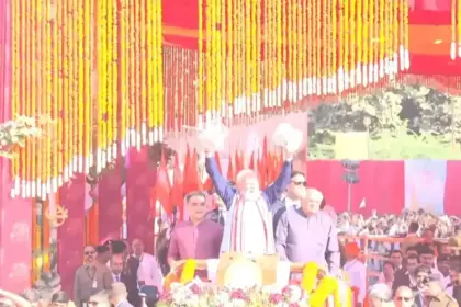 narendra modi somnath visit swabhimaan festival damaru 108 horses
