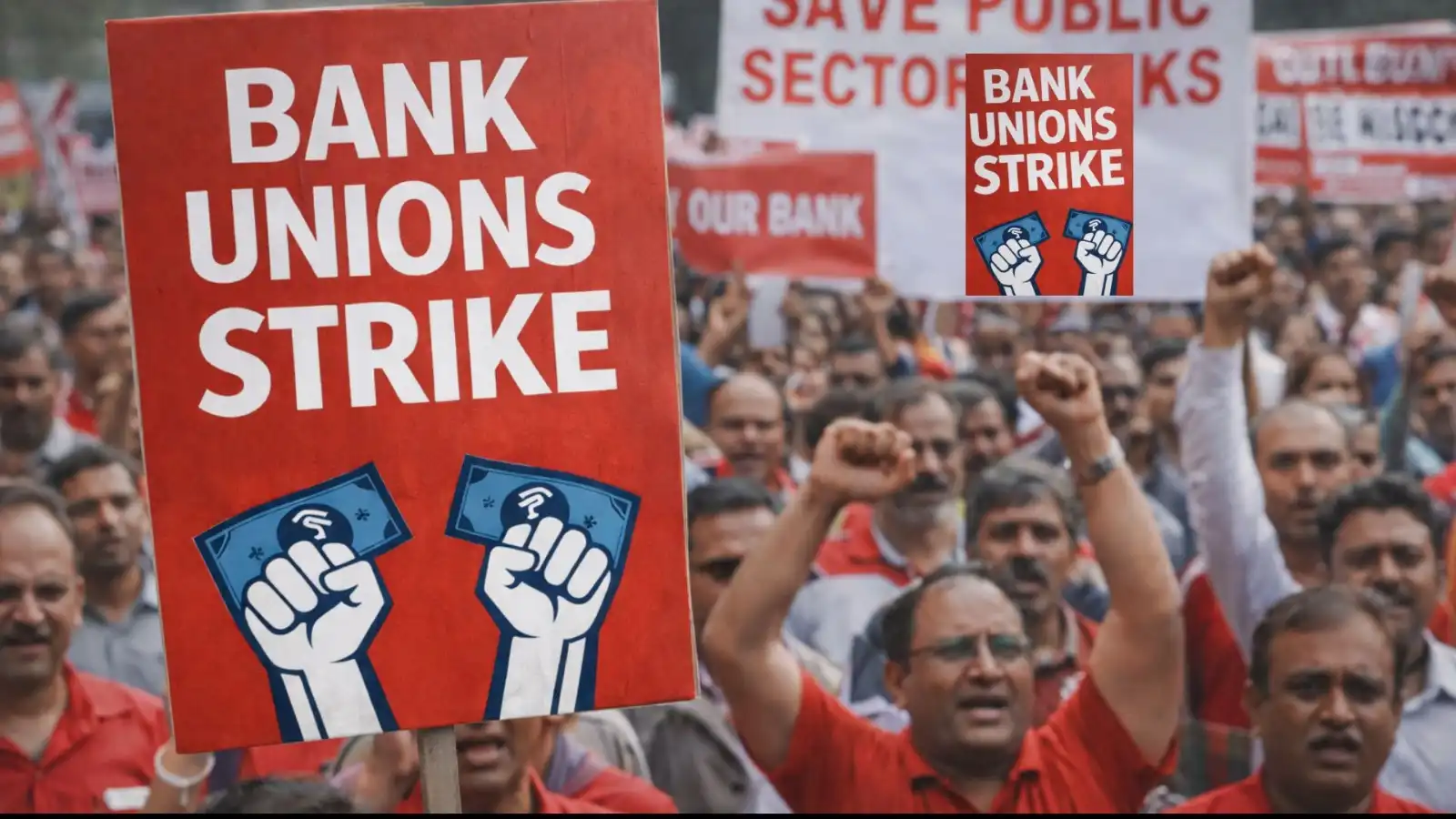 on january 27 8 lakh bank employees to strike nationwide bankers to protest on streets demanding five day work week