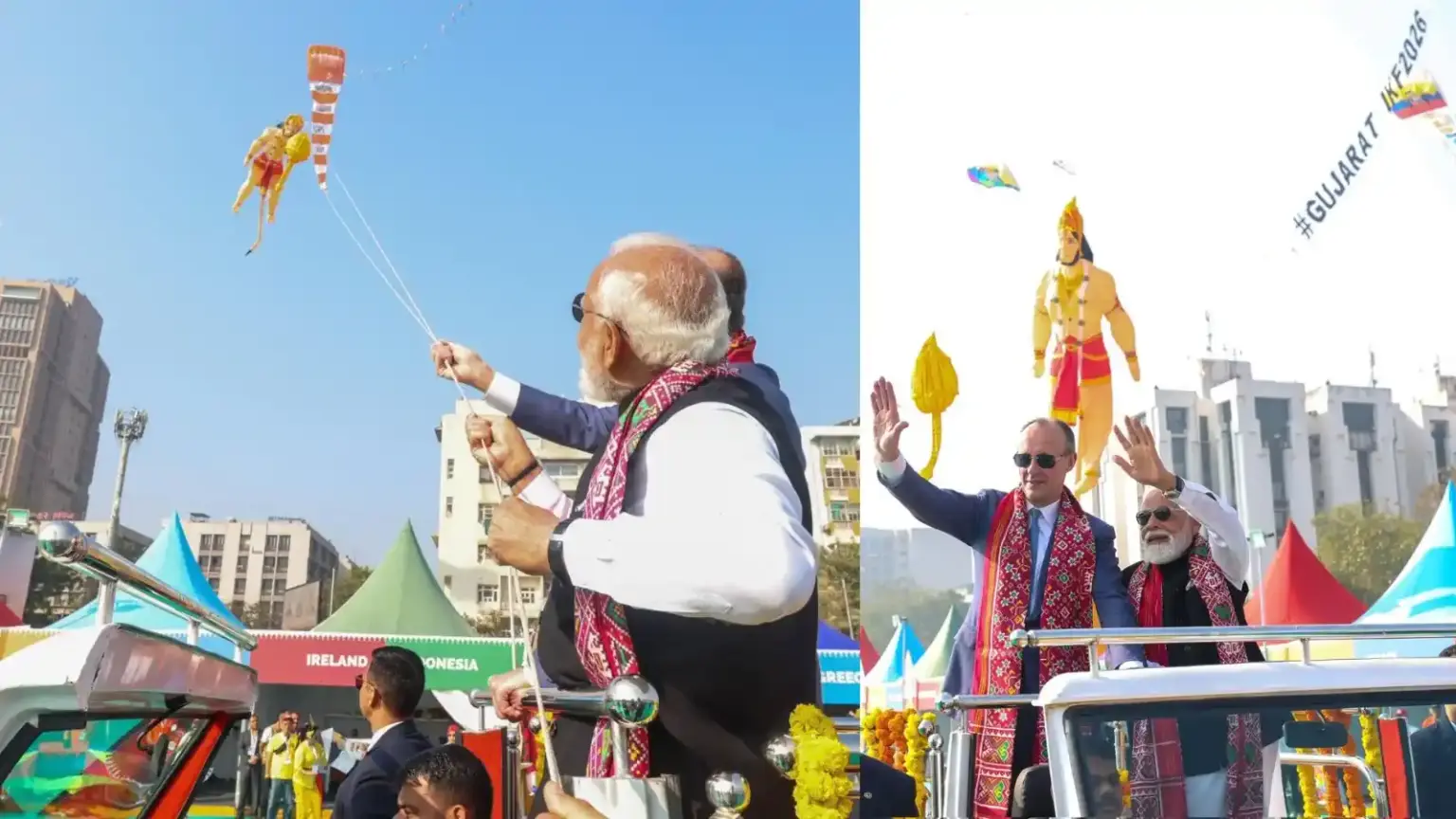 pm modi german chancellor merz fly kite sabarmati ashram