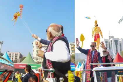 pm modi german chancellor merz fly kite sabarmati ashram