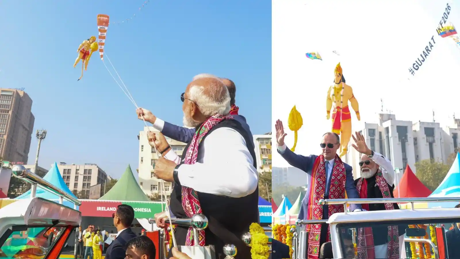 pm modi german chancellor merz fly kite sabarmati ashram