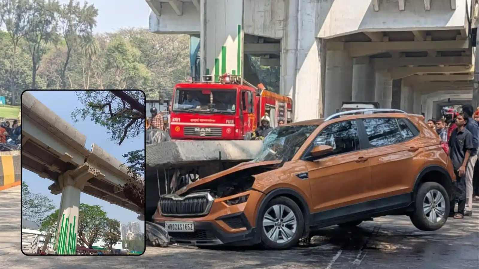 major accident at mulund metro construction site one dead and four injured as pillar slab falls