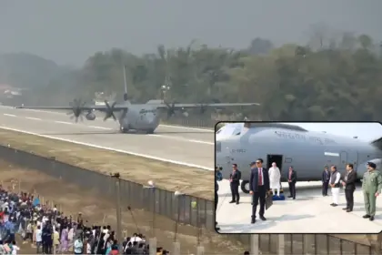 pm modi makes emergency landing in assam near china border in hercules aircraft indian air force displays strength