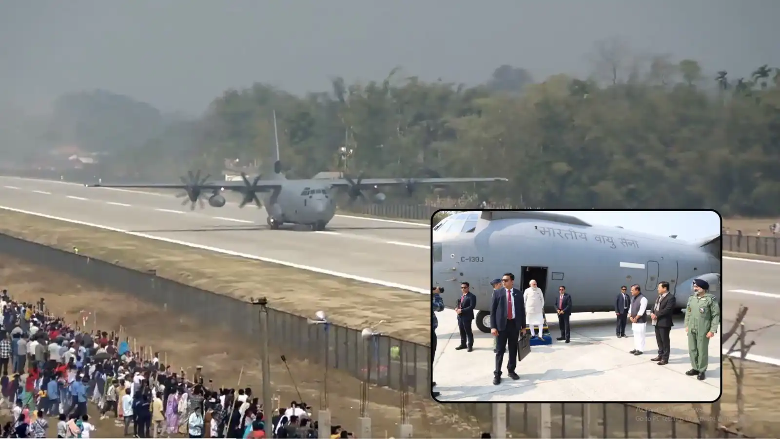 pm modi makes emergency landing in assam near china border in hercules aircraft indian air force displays strength