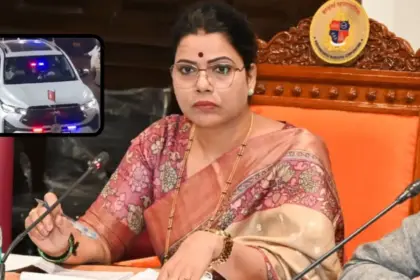 after social media uproar brihanmumbai municipal corporation removes red blue beacon lights from ritu tawdes car in mumbai