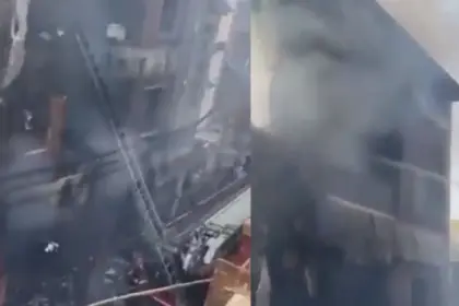 delhi palam fire 6 dead 4 storey building 18 people trapped