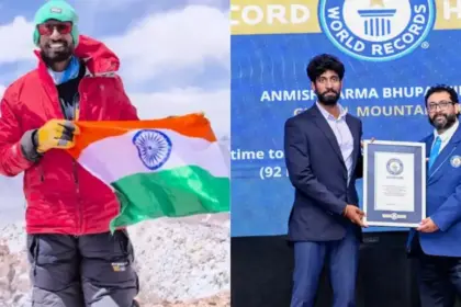 indian mountaineer anmish verma creates history conquers 7 volcanic summits in just 92 days to set a world record