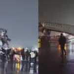 major mishap at new yorks laguardia airport as air canada plane collides with fire truck on runway several injured