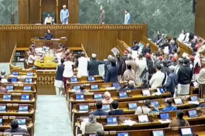 suspension of 8 mps who threw papers at the speaker revoked om birla sets conditions