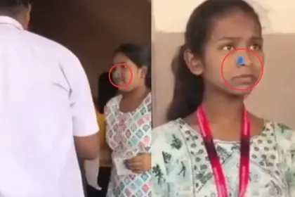 after the sacred thread row now a nose stud controversy tape applied on female students noses at cet exam center