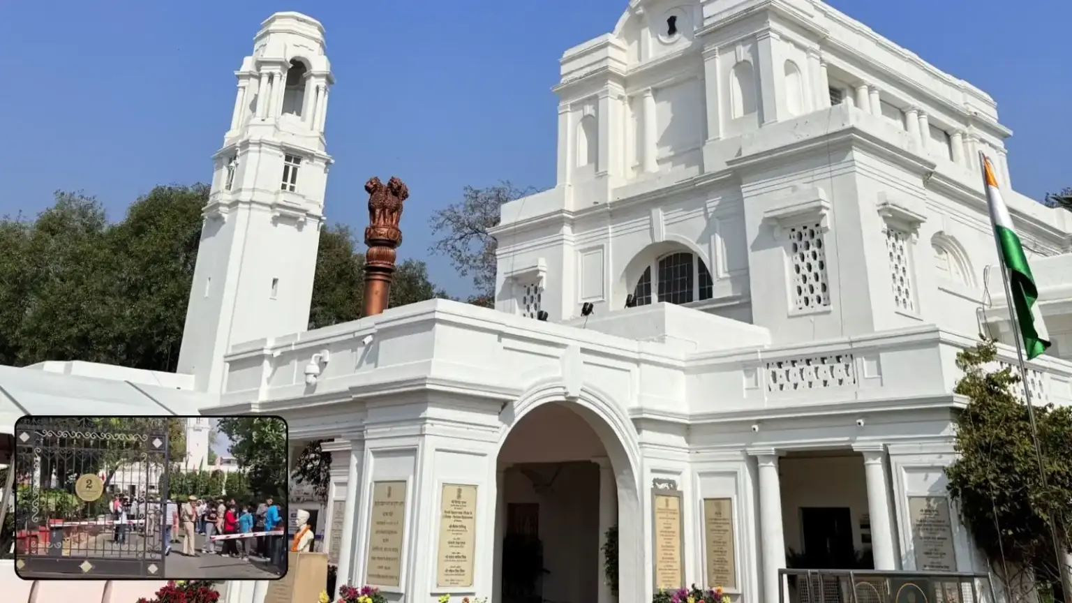 delhi assembly security breach car entry cctv investigation